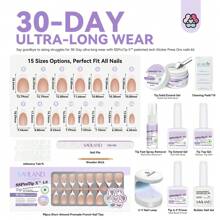 SAVILAND French Gel Nail Kit: Long-Lasting Extra Short Square Press On Nails For Women Thick & Perfect Nude French Gels Tips Chip-Free Sturdy-Fit Solid Nail Glue Gel U V/LED Lamp Nail Supplies - 短杏仁法式按壓指甲套裝 - 查看 6