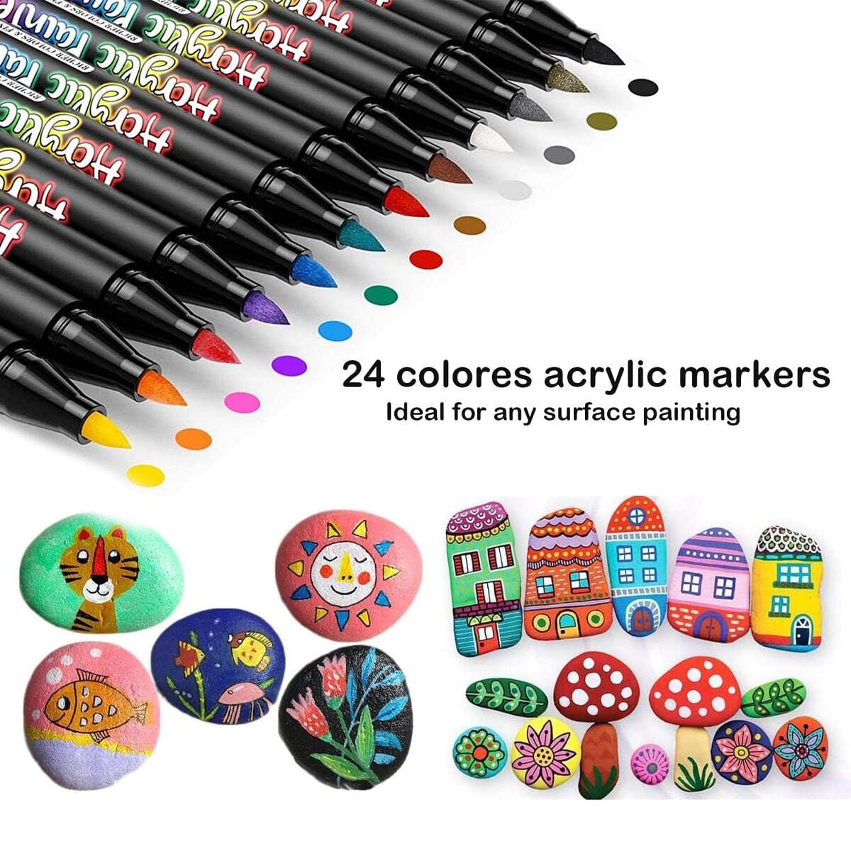Set De 12 Rotuladores Acrílicos Brush Marker | Tonos De Piel Realistas | Punta Pincel Flexible