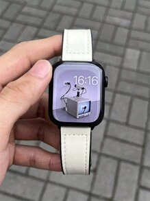 1pc Vintage Square Buckle Leather Magnetic Watch Band Strap Compatible With 38/40/41/42/44/45/46/49mm Ultra/Ultra2/SE/SE2/11/10/9/8/7/6/5/4/3/2/1 - White - View 3