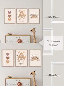 3pcs Personalized Name Wall Art, Rainbow, Heart Print Poster, Boho Canvas Painting, Polka Dot Wall Decor, Suitable For Nursery, Living Room, Bedroom, Office, Tea Room, Home Decor, Valentine's Day, Mother's Day, Children's Day, Father's Day, Wedding, Housewarming, Back To School, Warm Atmosphere, Home Life, Customized Wall Painting, Holiday Calendar - Beige - View 5
