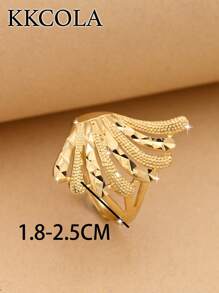 KKCOLA 1 件夏季时尚镂空几何戒指，派对约会礼物，节日珠宝，日常佩戴配饰 - 金黃色 - 查看 4