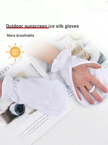 1pair Summer UV Protection Driving Gloves For Outdoor Cycling, Loose Fit, Non-Slip, Breathable Short Gloves - one-size - View 7