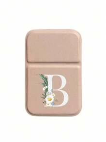 1pc Mini Pink Flower White Letters Foldable Portable Makeup Mirror,Letters Of A-Z Makeup Mirror With Bracket, Travel Mirror, Beauty Products, Desktop Makeup Mirror, Rectangular Desktop Compact Mirror Foldable Small Minimalist Makeup Mirror, Travel Portable Makeup Mirror For Women's Gift - The Best Gift For Mom And Teacher