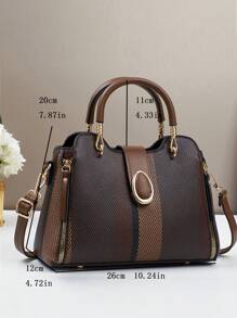 New Fashionable Spliced Ladies Handbag, Casual & Classic Design, Elegant, High-Capacity Shoulder & Crossbody Bag, Best Mother's Day Gifts Ever