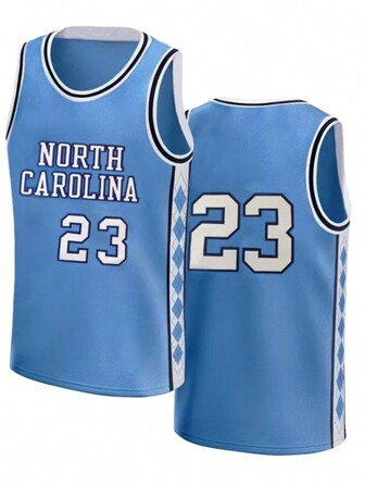 Boyfriend Style Men's #23 Blue Basketball Jersey, Retro Breathable Sports Uniform, Sleeveless Basketball Shirt For Training Competition