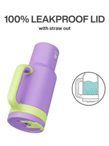 40oz Insulated Tumbler With Handle, 2-In-1 Straw/Drinking Lid, Leak-Proof, Dishwasher , Stainless Steel Insulated Travel Coffee Cup, Keeps Cold For 34 Hours, Fits Car Cup Holder - Purple - View 4