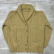 Women's Plus Size Casual Cardigan In Wool-Like Fabric, With A V-Neck, Long Sleeves, And Buttons. Warm Lining And Regular Fit. Ideal For Winter. - Beige - View 1