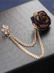 1 件“男士玫瑰胸针 - 高级缎面和金色复古翻领花朵别针，适合西装，可调节 CZ 宝石礼服配饰（婚礼/圣诞礼物）”​​学校 Kpop 包背包教师用品包饰可爱办公室配饰衬衫夹克珠宝万圣节秋冬配饰，适合青少年、青年、男士、休闲、户外、运动、度假、毕业礼物、生日、日常穿着衣服别针有趣的教师礼物