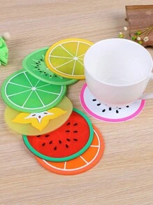 1/7 Cái Nhiều Màu Sắc Thạch Trái Cây Hình Tròn Coaster Chịu Nhiệt Cho Trà & Ly Cà Phê - Nhiều màu - Xem 1