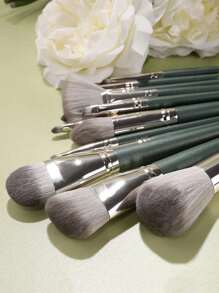 14pcs/Set Professional Makeup Brushes Kit With Green Bristles, Suitable For Foundation, Blush, Eyebrow, Concealer, Liquid Mixer, Etc. Essential For Beginners And Makeup Artists,Brush Set,Makeup Brush Kit,Make Up Brush Set,Make Up Set Complete,Makeup Brush Set,Complete Makeup Kit,Brush Kit,Brushes Makeup Set,Makeup Gift Set - Dark Green - View 5