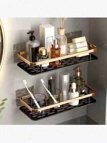 1pc Bathroom Wall Mounted Storage Rack Without Drilling, Load-Bearing Capacity Around 4kg