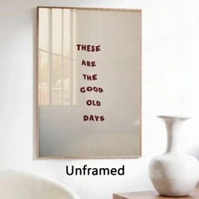 1入組《美好的舊時光》復古藝術牆，大膽的亞麻布酒紅色時髦字型印花，50*70cm(19.7*27.5in)無框畫，適用於牆面裝飾 - A - 查看 9