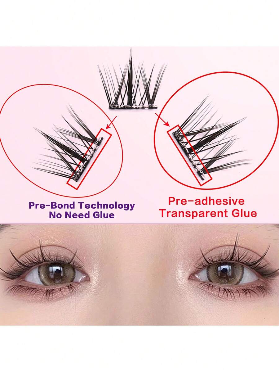 PRAECLARUS Glue Free Individual Eyelash, PreBond Technology No Glue