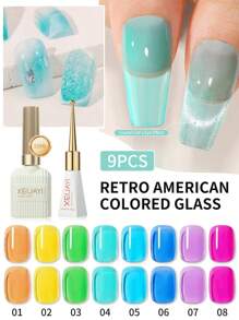 XEIJAYI 8pcs 15ml New Arrival Ice-Clear Glass Dopamine Nail Polish Gel, 2024 Style For Summer Suitable For Nail Art Salon - 彩色 - 查看 13