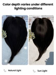 Hair Topper 12 Inch Hair Toppers For Women With Thinning Hair 6.5"X6.5" Large Base Synthetic Hair Topper With Bangs Fiber Wiglets Ladies - Black Brown - View 8