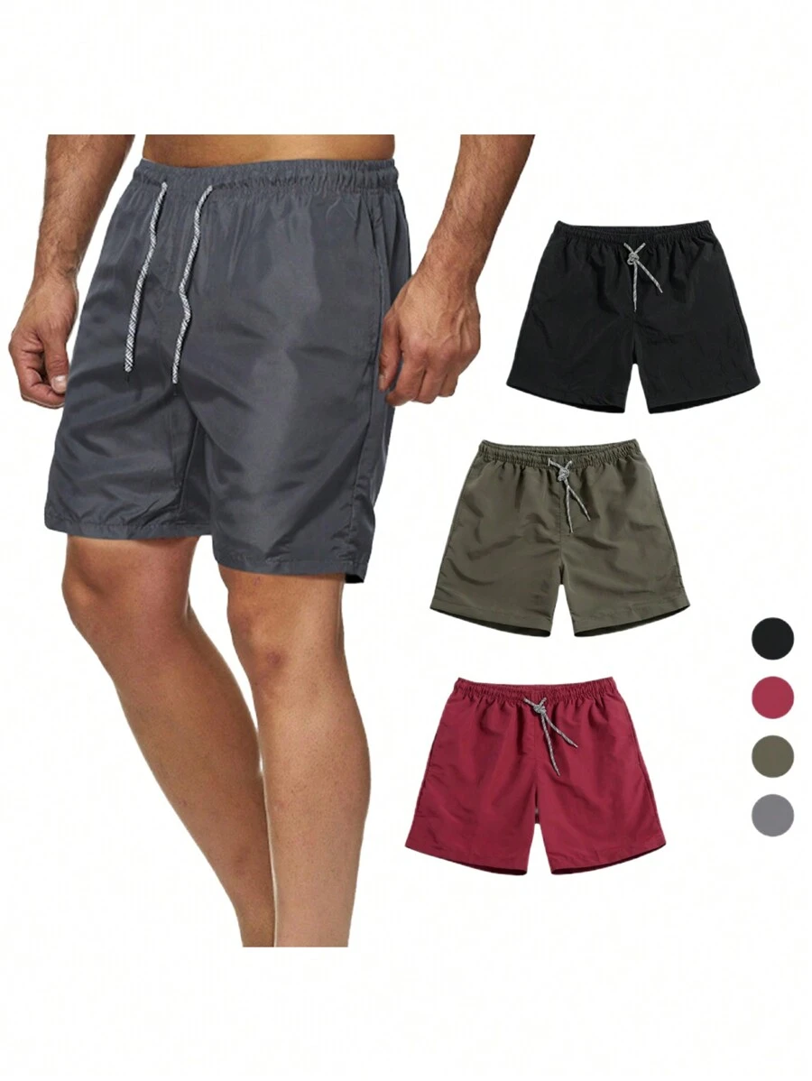 MURAMASA Men's Shorts Loose Fit Solid Color Pocket Straight Leg Daily Casual Shorts - Grey - View 1