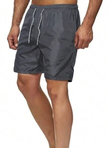 MURAMASA Men's Shorts Loose Fit Solid Color Pocket Straight Leg Daily Casual Shorts - Grey - View 6