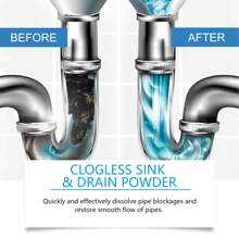 6pcs Drain Cleaner Powder, Heavy Duty Pipe Clog Remover For Kitchen Sink, Strong Deodorizing Drain Unclogging Powder - White - View 3