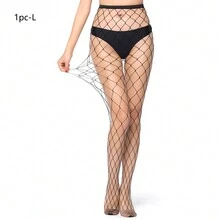1/5 chiếc - Tất đen có lưới đánh cá co giãn cao, quần lưới mỏng gợi cảm hợp thời trang châu Âu và Mỹ, đồ lót gợi cảm, tất liền quần lưới cỡ lớn có ren! - màu đen - Xem 10