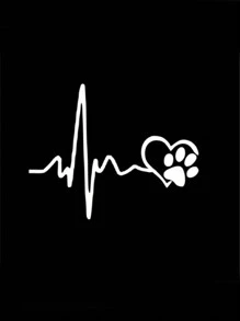 Nuevos adhesivos decorativos con patrón de huella y cardiograma de dibujos animados, lindos decalques para ventanas/portátiles - Multicolor - Ver 6