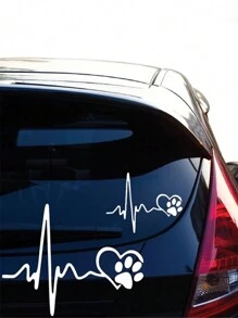 Nuevos adhesivos decorativos con patrón de huella y cardiograma de dibujos animados, lindos decalques para ventanas/portátiles - Multicolor - Ver 2