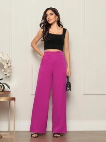 RISCO TAILORING WOMEN'S PANTS WITH BUTTON - 粉色 - 查看 4