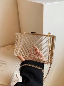 Clear Acrylic Box Bag, Popular Dinner Bag, Crossbody Chain, Small Square Bag, Fashionable Shoulder Bag For Women
