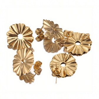 2pcs/Pack Stainless Steel Earring Studs Dangle Drop Earrings, Vacuum Plated Gold, DIY Jewelry Making Accessories