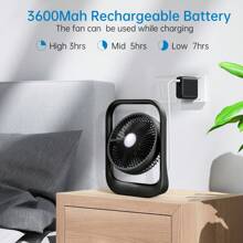 Tabletop Air Circulator Fan, Portable Small Fan With Cord Powered And LED Light, 135° Rotate Quiet Small Portable Table Fan, 3 Speeds Strong Airflow - 黑色 - 查看 5