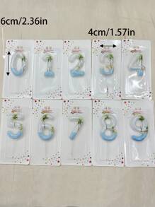 1pc Hawaiian Beach Coconut Tree Themed 0-9 Number Candles For Holiday, Birthday, Anniversary Party Cake Decoration,Christmas