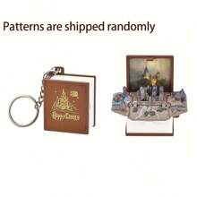 1/2/8pcs 3D Folding Magic Book Mini Keychain, Decompression Creative Keyring, Random Pattern Christmas & Halloween Small Gift Car Accessories Bag Charm School Letter