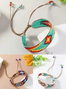 1 Stück handgefertigtes Armband im Boho-Stil mit bunten Perlen, elegantes Accessoire für Damen, ideales Geschenk für Liebe, geeignet für Alltag, Büro und Feste - Handgewebtes Armband - Übersicht 3