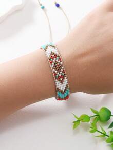 1 Stück handgefertigtes Armband im Boho-Stil mit bunten Perlen, elegantes Accessoire für Damen, ideales Geschenk für Liebe, geeignet für Alltag, Büro und Feste - Handgewebtes Armband - Übersicht 11