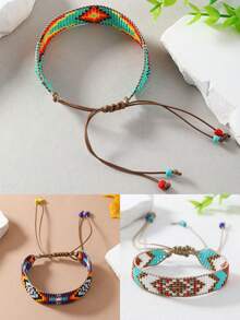 1 Stück handgefertigtes Armband im Boho-Stil mit bunten Perlen, elegantes Accessoire für Damen, ideales Geschenk für Liebe, geeignet für Alltag, Büro und Feste - Handgewebtes Armband - Übersicht 6