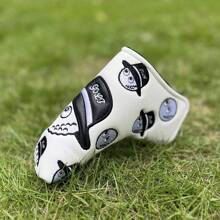 1pc Durable PU Leather Super Soft Embroidered Golf Putter Cover, L-Shaped Waterproof And Wear-Resistant Magnet Closure Club Cover