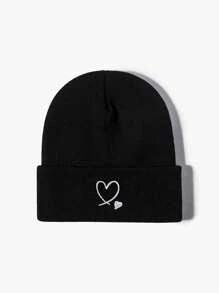 1pc Embroidery Heart Knitted Adjustable Sun Hat For Men, Casual Outdoor Travel Beach Vacation Y2K Style Cap Winter Fall Valentine's Day Valentines - Knitted Hat - View 12