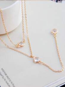 1pc Sexy Y-Shape Rhinestone Decor Pendant Necklace For Women - CP-c05 Double-layer Rhinestone Y-shaped Necklace - View 8