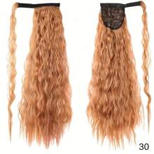 Ngô Sóng Đuôi Ngựa Nối Dài Kẹp Trong-22 Inch Dài Lượn Sóng Quấn Quanh Pony Đuôi Chịu Nhiệt Tổng Hợp Bộ Tóc Giả dành Cho Nữ - Nhiều màu - Xem 12
