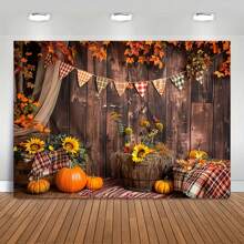 1 件感恩节涤纶横幅，适合一般用途 - 质朴的木制谷仓、收获南瓜、秋叶、向日葵装饰 - 无需电力 - 非常适合春节和其他场合 - 多色. - 查看 1
