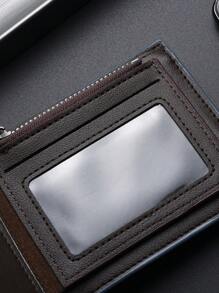 SHABILI 经典短款男士钱包复古青年超薄钱包学生多功能卡包新款时尚真皮钱包男士钱包钱夹男式钱包牛皮 - 藍色 - 查看 8