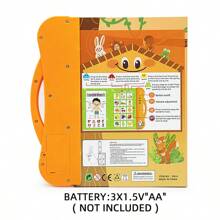 儿童英语电子书互动式触摸阅读书 - 包括：1本触摸阅读书，1支可洗泡沫记号笔（随机颜色）。书的左侧可用于书写、绘画和练习，右侧可触摸播放音频。内容涵盖：英文字母、数字、水果、蔬菜、动物、车辆、关系、乐器、童谣、故事、形状、颜色等。需要 3 节 AAA 电池（不包括在内）。