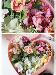 2pcs Heart Shaped Flower Box With Lid And Clear Box,Transparent Window Plastic Flower Packaging Boxes Holiday Gift Heart Shape Flower Boxes Roses Fruit Flower Arrangement Empty Boxes,Heart Shape Open Window Gift Box Flower Box Flower Gift Paper Box - Multicolor - View 4