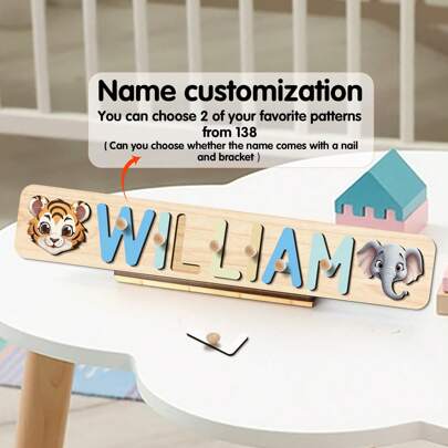 (PERSONALIZADO) 1 pieza Rompecabezas de madera personalizado, regalo de 1er cumpleaños para niños pequeños, juguetes para preescolares de 1, 2, 3, 4, 5, 6 años, juguetes Montessori para niños, juguetes de educación temprana para niños, juguetes cognitivos para niñas, color hermoso adecuado para niñas, rompecabezas con nombre personalizado, rompecabezas de alfabeto 3D personalizado, tablero de agarre manual, juguete de madera personalizado (solo admite personalización de nombre en inglés, no se pueden personalizar rompecabezas con nombres de otros idiomas en este momento)