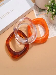 1pc Marble Pattern Asymmetrical Shaped Resin Bracelet - Bracelet - View 11