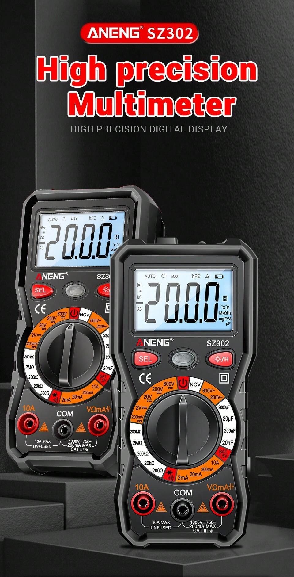 ANENG SZ302 Digital Multimeter Votage Current Automatic Tester NCV ...