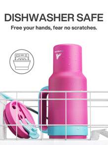 40oz Handled Insulated Tumbler, 2-In-1 Straw/Drinking Lid, Leak-Proof, Dishwasher , Stainless Steel Insulated Travel Coffee Cup, Keeps Cold For 34 Hours, Fits Car Cup Holders - Pink - View 3