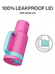 40oz Handled Insulated Tumbler, 2-In-1 Straw/Drinking Lid, Leak-Proof, Dishwasher , Stainless Steel Insulated Travel Coffee Cup, Keeps Cold For 34 Hours, Fits Car Cup Holders - Pink - View 4