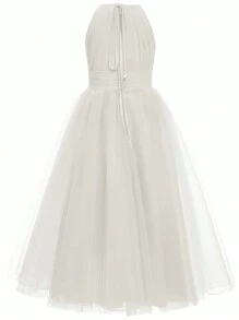 Robe longue formelle sans manches en mousseline de soie pour jeune fille