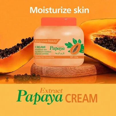 King Love Beauty 200g Crema facial con extracto de papaya, rico en ingredientes de papaya, profundamente hidratante, equilibrando la humedad, mejorando las condiciones de piel seca y áspera, no grasosa, apta para diversos tipos de piel