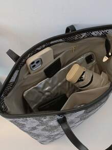 MIRFNE New Large-Capacity Snakeskin Pattern Tote Bag - Grey - View 4